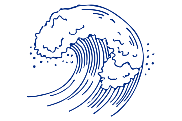 Download Sea Wave Line Drawing. Blue Storm Water - Line drawing Collection