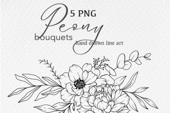 Download Peony LINE DRAWING, Floral Line Art - Line drawing Collection