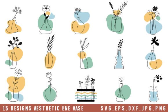 Download Aesthetic House Plant in Vase Line Art - House plant Collection