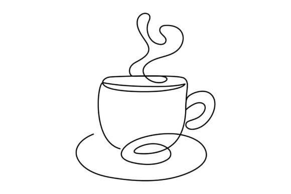 Download Tea Cup Continuous Line Drawing. - Line drawing Collection