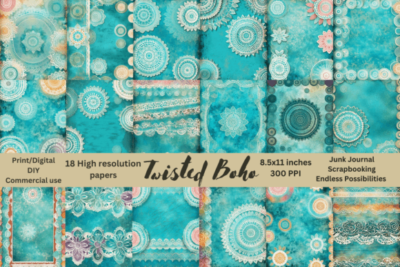 Download 18 Hi-Res 8.5x11 Bohemian Style Papers - Bohemian Collection