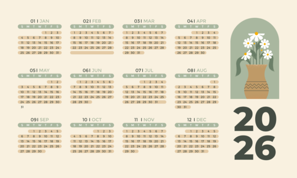 Download 2026 Neutral Tones Minimalist Calendar - Neutral tones Collection