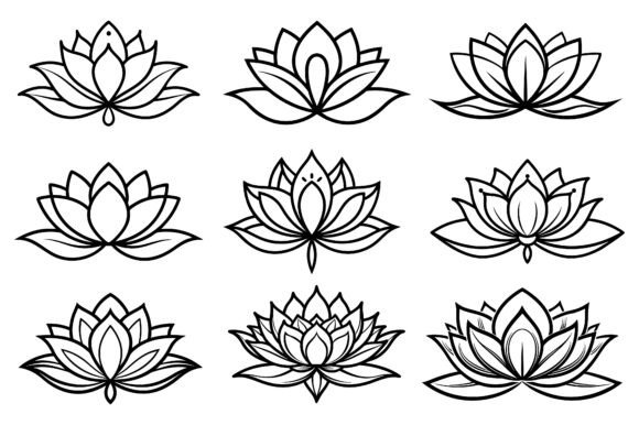Download Line Drawing Blooming Lotus Flower - Line drawing Collection